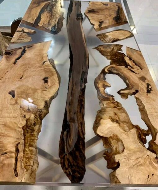 Ultra Clear Epoxy Table with Burl Slabs