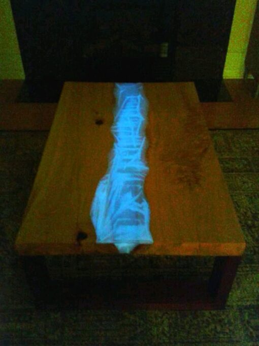 Custom Made LED Epoxy River Maple Coffee Table 2
