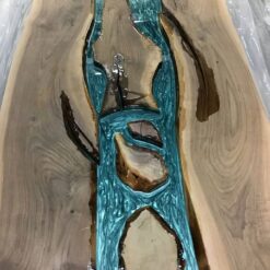 Turquoise River Live Edge Dining Table with Islands