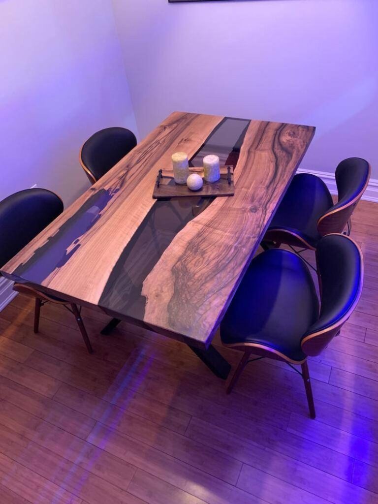 Dark Walnut Smoke Epoxy Table Woodify Canada