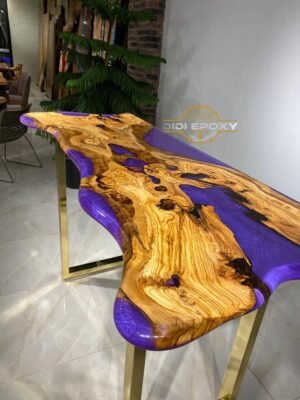 Special Live Edge Bar Table - Olive Epoxy Table