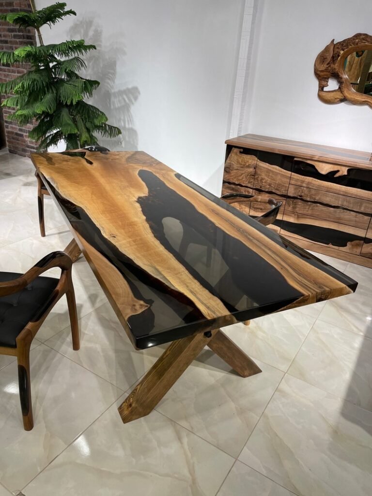 Walnut Epoxy Dining Room Set - Woodify Canada