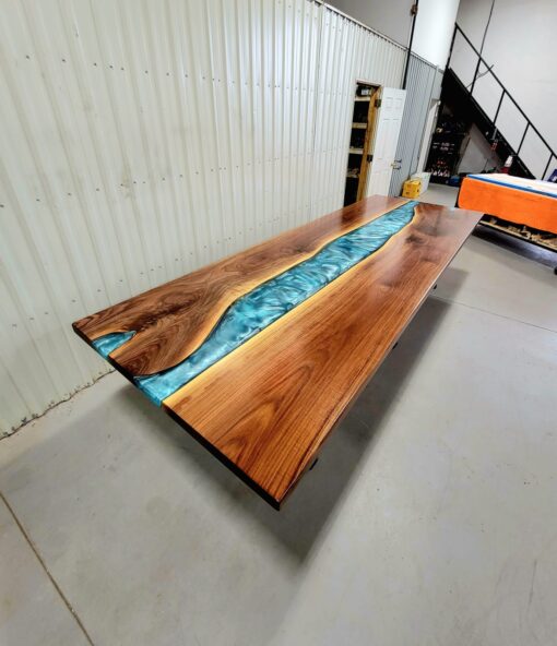Large Walnut 12ft x 4ft Epoxy River Dining Table 2