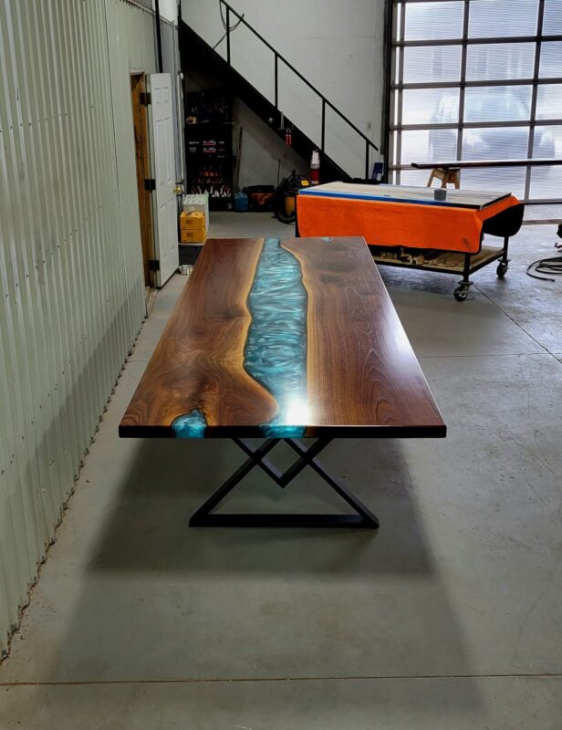 Large Walnut 12ft x 4ft Epoxy River Dining Table Woodify Canada