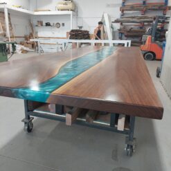 Large Walnut 12ft x 4ft Epoxy River Dining Table 6