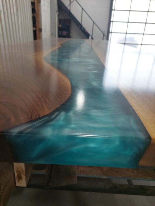 Large Walnut 12ft x 4ft Epoxy River Dining Table 5