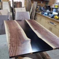 Black Epoxy River Dining Table Custom Made 5.6ft x 3.2ft - Woodify Canada