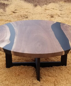 Round Maple coffee table with transparent grey epoxy 42" Diameter x 1-3/4" thick 4