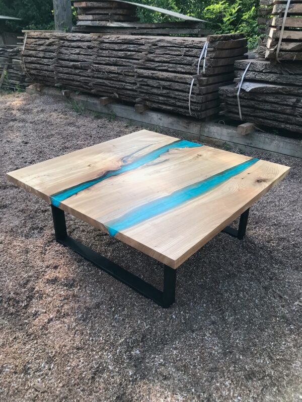 5ft x 5ft Square Epoxy River Coffee Table - Woodify Canada