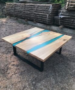 5ft x 5ft Square Epoxy River Coffee Table - Woodify Canada