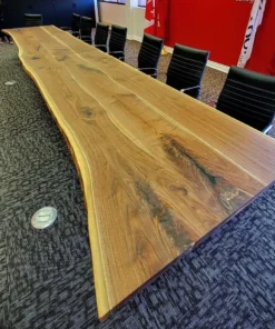 Maple live edge boardroom table shown from angle