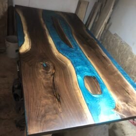 Epoxy River Conference Boardroom Table Black Walnut Slabs 8ft x 4ft - Woodify
