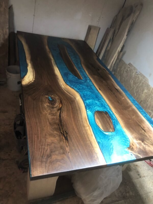 Epoxy River Conference Boardroom Table Black Walnut Slabs 8ft x 4ft - Woodify