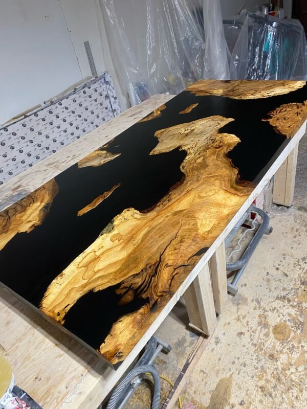 6ft8 x 3ft Maple Burl Epoxy River Table 1