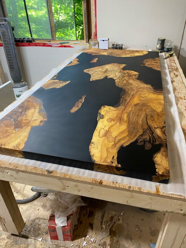 6ft8 x 3ft Maple Burl Epoxy River Table Woodify 4