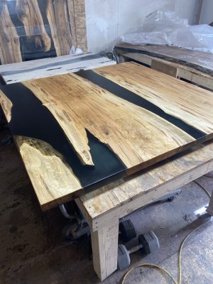 5ft x 5ft Ambrosia Maple Epoxy River Coffee Table - Woodify 1