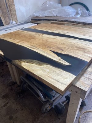 5ft x 5ft Ambrosia Maple Epoxy River Coffee Table - Woodify