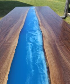 114″ x 42″ (9.5ft x 3.5ft) Black Walnut + Epoxy Waves + Steel Legs Woodify 5