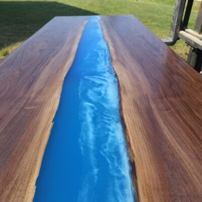 114″ x 42″ (9.5ft x 3.5ft) Black Walnut + Epoxy Waves + Steel Legs Woodify 5