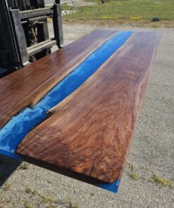 114″ x 42″ (9.5ft x 3.5ft) Black Walnut + Epoxy Waves + Steel Legs Woodify