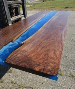 114″ x 42″ (9.5ft x 3.5ft) Black Walnut + Epoxy Waves + Steel Legs Woodify 4