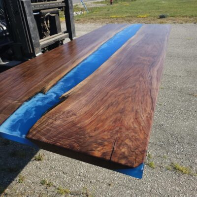 114″ x 42″ (9.5ft x 3.5ft) Black Walnut + Epoxy Waves + Steel Legs Woodify 4