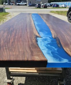 114″ x 42″ (9.5ft x 3.5ft) Black Walnut + Epoxy Waves + Steel Legs Woodify 2