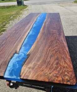 114″ x 42″ (9.5ft x 3.5ft) Black Walnut + Epoxy Waves + Steel Legs Woodify 8