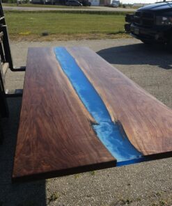 114″ x 42″ (9.5ft x 3.5ft) Black Walnut + Epoxy Waves + Steel Legs Woodify 7