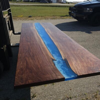 114″ x 42″ (9.5ft x 3.5ft) Black Walnut + Epoxy Waves + Steel Legs Woodify 7