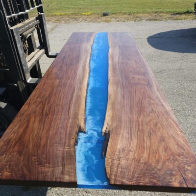 114″ x 42″ (9.5ft x 3.5ft) Black Walnut + Epoxy Waves + Steel Legs Woodify 6