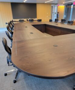 22ft x 14ft Ash Boardroom Table + power ports -Custom Legs 1