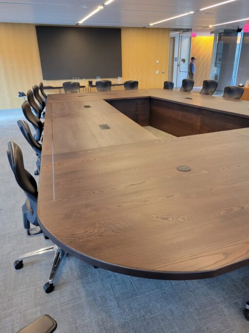 22ft x 14ft Ash Boardroom Table + power ports -Custom Legs 1