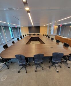 22ft x 14ft Ash Boardroom Table + power ports -Custom Legs 2