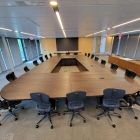 22ft x 14ft Ash Boardroom Table + power ports -Custom Legs 2