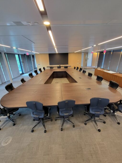 22ft x 14ft Ash Boardroom Table + power ports -Custom Legs 2
