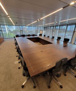 22ft x 14ft Ash Boardroom Table + power ports -Custom Legs 4