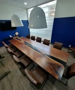 12ft x 4ft Black Walnut Epoxy River Boardroom Table 1