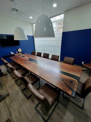12ft x 4ft Black Walnut Epoxy River Boardroom Table 2