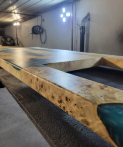 7ft x 2.5ft Variable width Kitchen Counter Mappa Burl + Epoxy Rivers + Cutout for sink woodify 1
