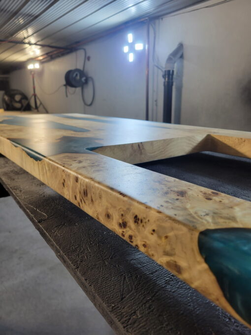 7ft x 2.5ft Variable width Kitchen Counter Mappa Burl + Epoxy Rivers + Cutout for sink woodify 1