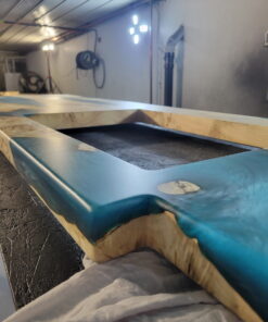 7ft x 2.5ft Variable width Kitchen Counter Mappa Burl + Epoxy Rivers + Cutout for sink woodify 2