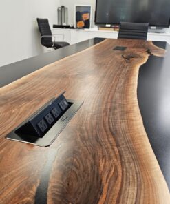 12ft x 3.5ft Black Walnut Single Slab + Black Epoxy River 2