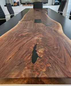 12ft x 3.5ft Black Walnut Single Slab + Black Epoxy River 3