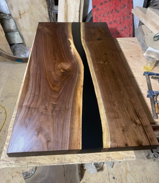 49" x 25.5" Black Walnut + Epoxy Kitchen Counter Top Custom made to order woodify 2