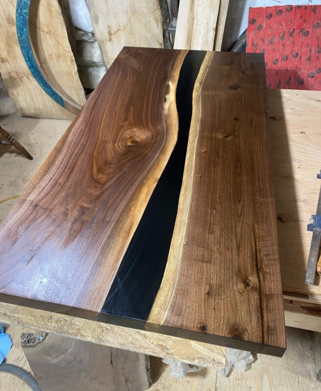 49" x 25.5" Black Walnut + Epoxy Kitchen Counter Top Custom made to order woodify 1