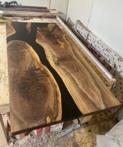 65" x 30" Black Walnut + Epoxy Rivers Office Desk 11