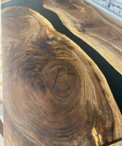 65" x 30" Black Walnut + Epoxy Rivers Office Desk 2