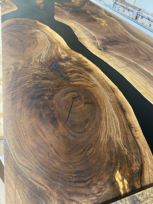 65" x 30" Black Walnut + Epoxy Rivers Office Desk 2