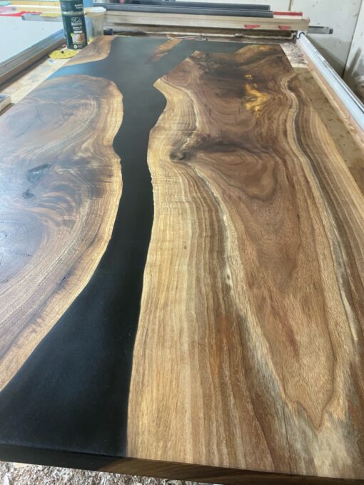 65" x 30" Black Walnut + Epoxy Rivers Office Desk 3